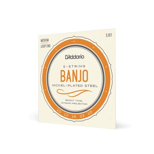 Banjo Strings, 10-23 Medium, 5-String, Nickel Tone